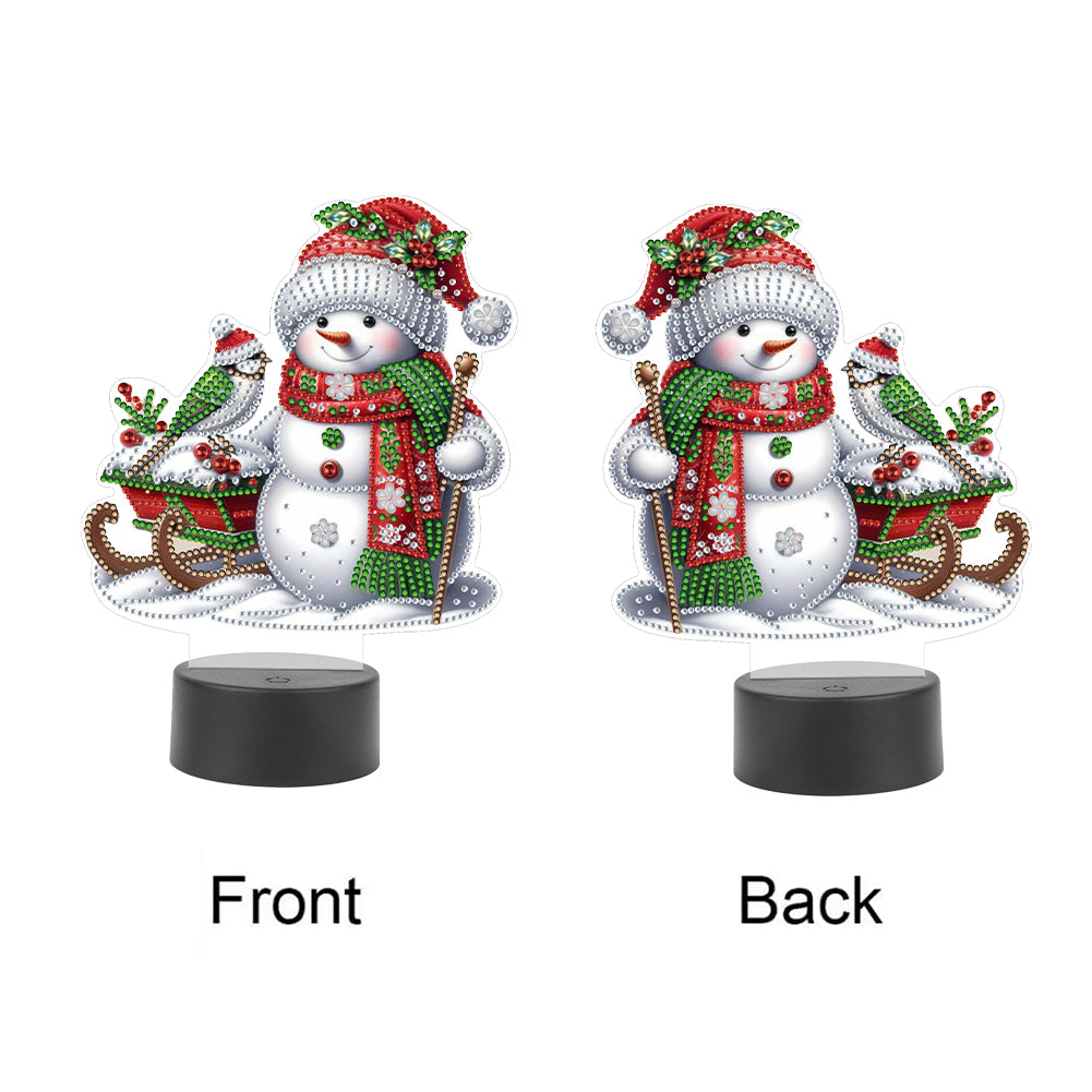 Acrylic Double Sided Xmas Snowman Decorative DIY 5D Diamond Lamp for Art Crafts