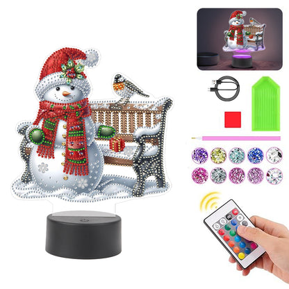 Acrylic Double Sided Xmas Snowman Decorative DIY 5D Diamond Lamp for Art Crafts