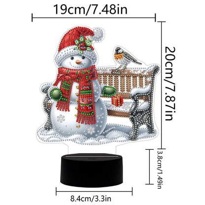 Acrylic Double Sided Xmas Snowman Decorative DIY 5D Diamond Lamp for Art Crafts