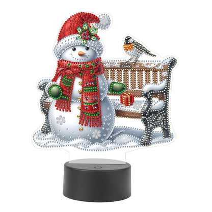 Acrylic Double Sided Xmas Snowman Decorative DIY 5D Diamond Lamp for Art Crafts