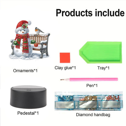 Acrylic Double Sided Xmas Snowman Decorative DIY 5D Diamond Lamp for Art Crafts