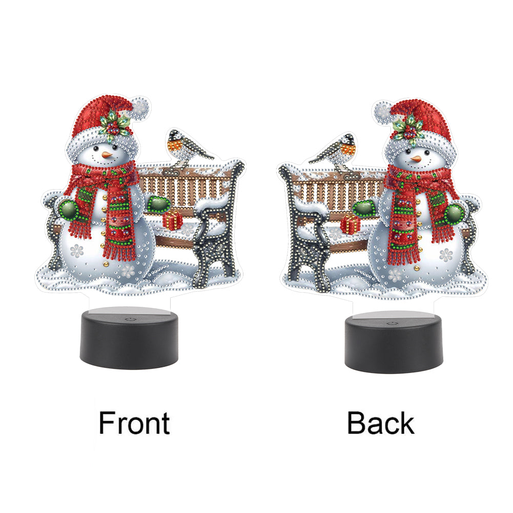 Acrylic Double Sided Xmas Snowman Decorative DIY 5D Diamond Lamp for Art Crafts