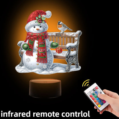 Acrylic Double Sided Xmas Snowman Decorative DIY 5D Diamond Lamp for Art Crafts