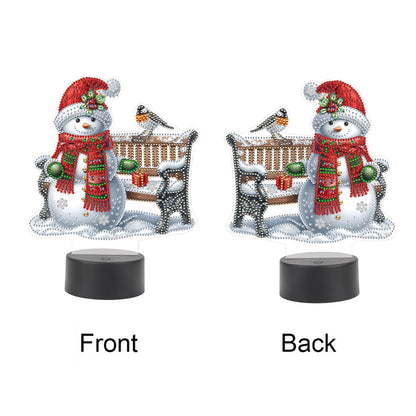 Acrylic Double Sided Xmas Snowman Decorative DIY 5D Diamond Lamp for Art Crafts