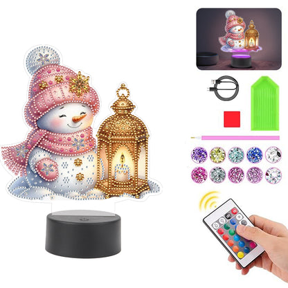 Acrylic Double Sided Xmas Snowman Decorative DIY 5D Diamond Lamp for Art Crafts