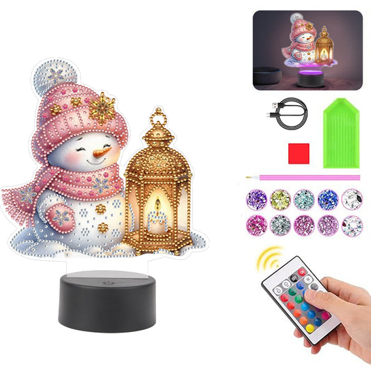 Acrylic Double Sided Xmas Snowman Decorative DIY 5D Diamond Lamp for Art Crafts