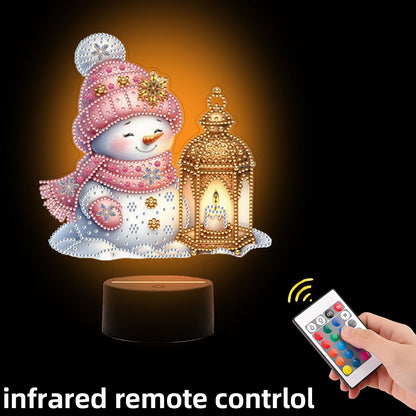 Acrylic Double Sided Xmas Snowman Decorative DIY 5D Diamond Lamp for Art Crafts