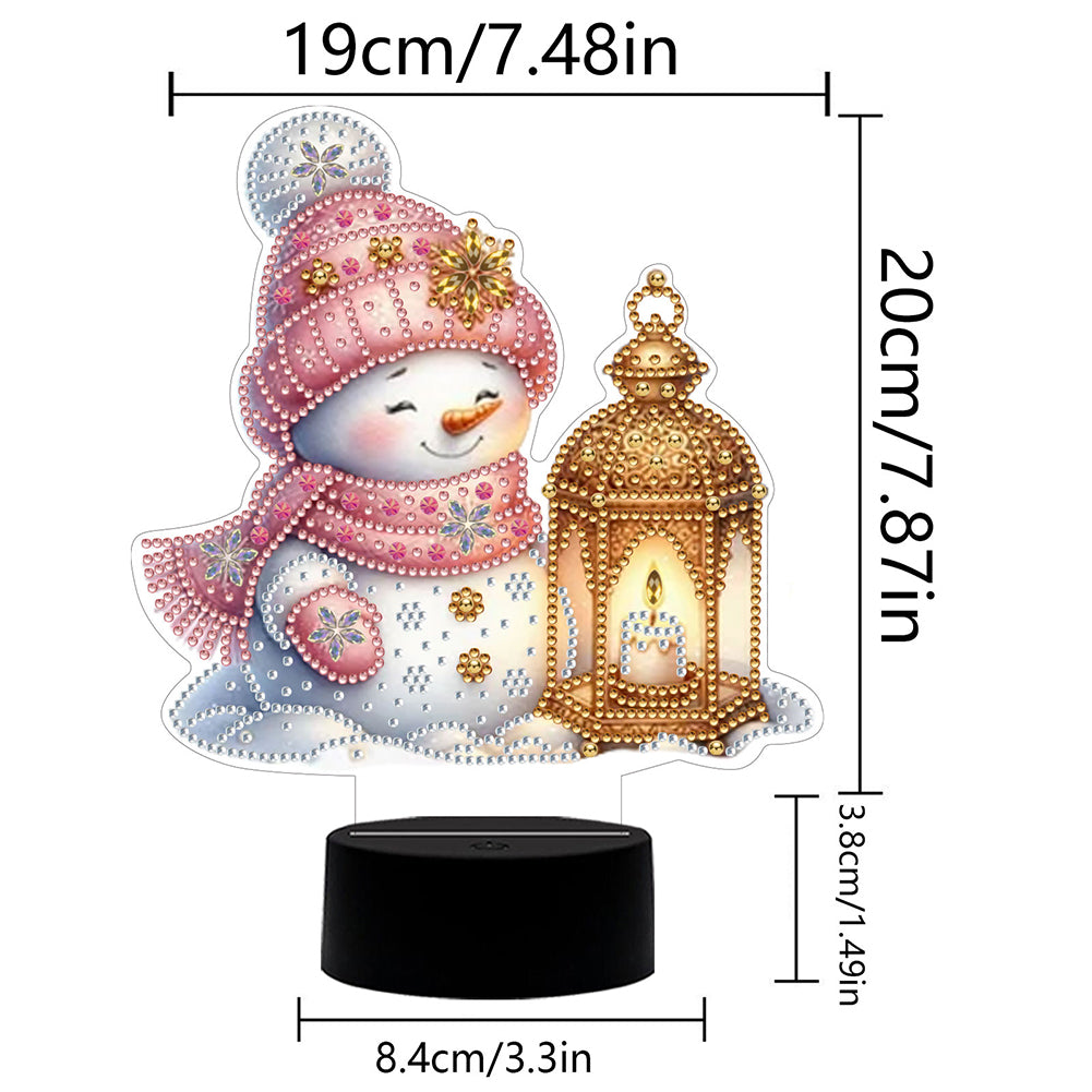 Acrylic Double Sided Xmas Snowman Decorative DIY 5D Diamond Lamp for Art Crafts