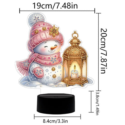 Acrylic Double Sided Xmas Snowman Decorative DIY 5D Diamond Lamp for Art Crafts