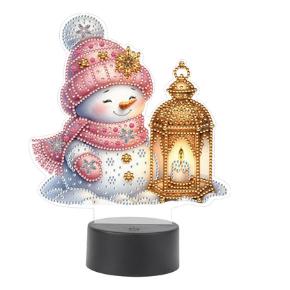 Acrylic Double Sided Xmas Snowman Decorative DIY 5D Diamond Lamp for Art Crafts