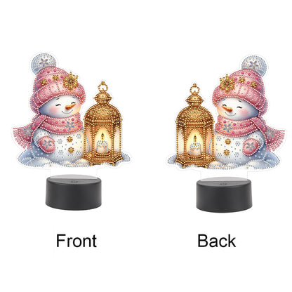 Acrylic Double Sided Xmas Snowman Decorative DIY 5D Diamond Lamp for Art Crafts