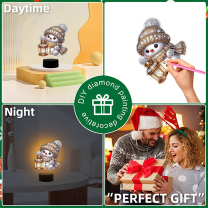 Acrylic Double Sided Xmas Snowman Decorative DIY 5D Diamond Lamp for Art Crafts