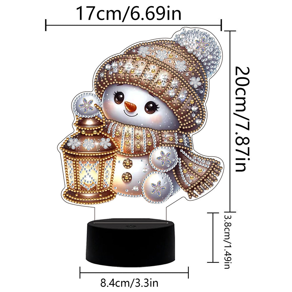 Acrylic Double Sided Xmas Snowman Decorative DIY 5D Diamond Lamp for Art Crafts