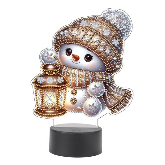 Acrylic Double Sided Xmas Snowman Decorative DIY 5D Diamond Lamp for Art Crafts