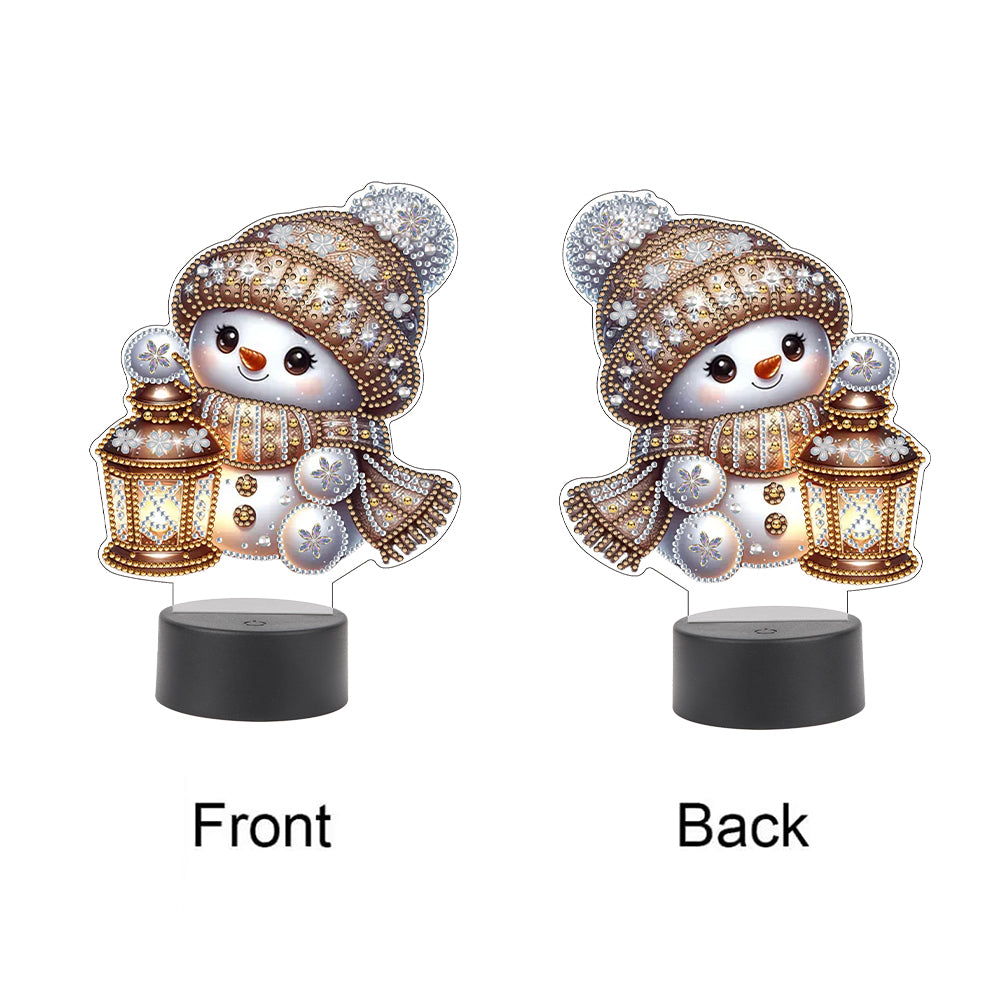 Acrylic Double Sided Xmas Snowman Decorative DIY 5D Diamond Lamp for Art Crafts