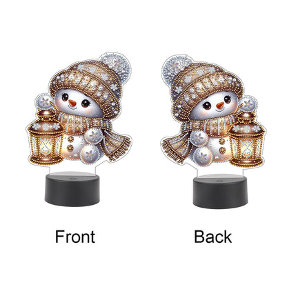 Acrylic Double Sided Xmas Snowman Decorative DIY 5D Diamond Lamp for Art Crafts