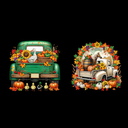 2PCS Pumpkin Car Theme 2D/Flat DIY Diamond Painting Set Hanging Diamond Art Kits