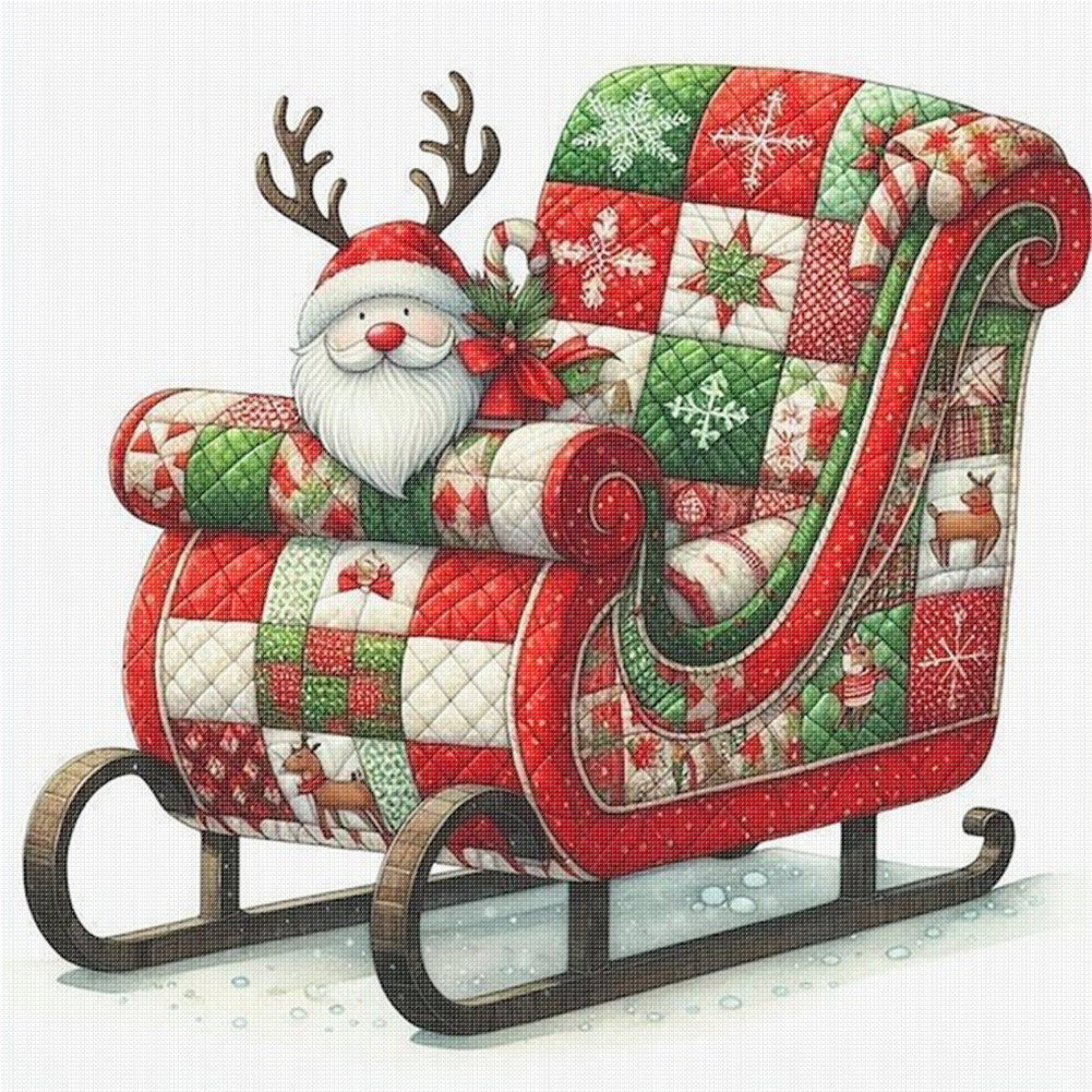 Christmas Sleigh - 11CT Stamped Cross Stitch 40*40CM