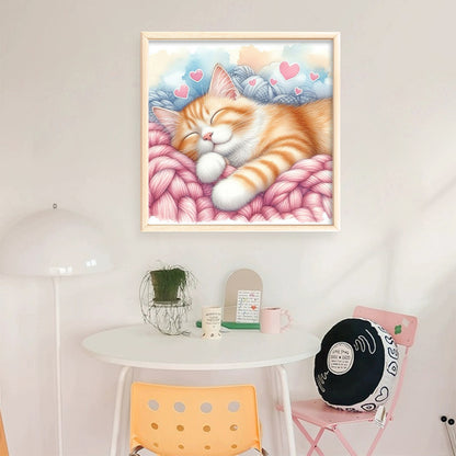 Sleeping Cat - 11CT Stamped Cross Stitch 40*40CM