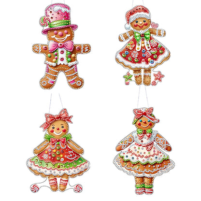 4pcs Christmas 2D Flat DIY Diamond Art Pendant Window Hanging Art for Home Decor