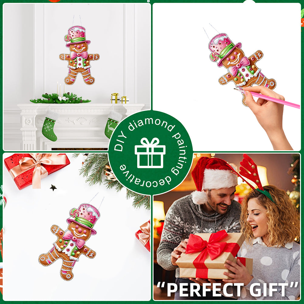 4pcs Christmas 2D Flat DIY Diamond Art Pendant Window Hanging Art for Home Decor