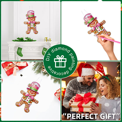 4pcs Christmas 2D Flat DIY Diamond Art Pendant Window Hanging Art for Home Decor