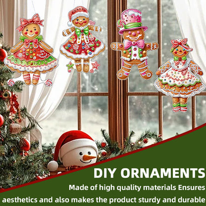 4pcs Christmas 2D Flat DIY Diamond Art Pendant Window Hanging Art for Home Decor