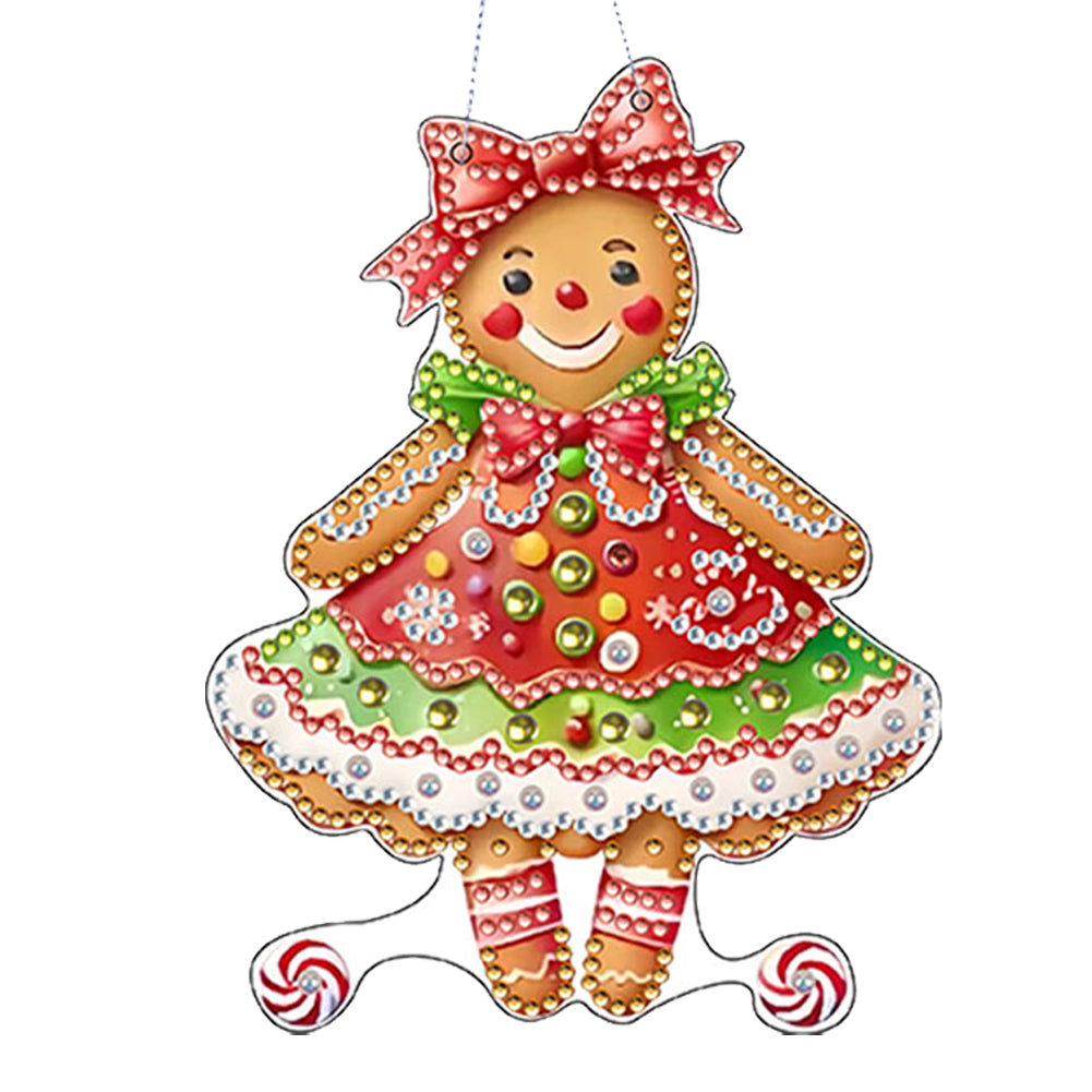 4pcs Christmas 2D Flat DIY Diamond Art Pendant Window Hanging Art for Home Decor