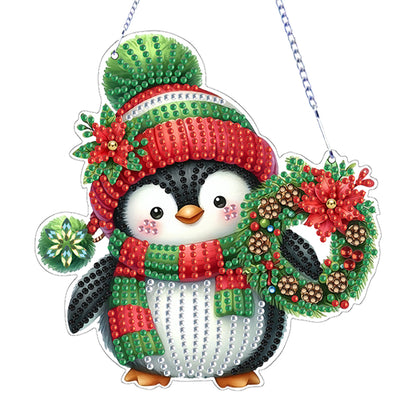 4pcs Christmas 2D Flat DIY Diamond Art Pendant Window Hanging Art for Home Decor