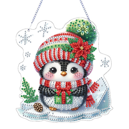 4pcs Christmas 2D Flat DIY Diamond Art Pendant Window Hanging Art for Home Decor