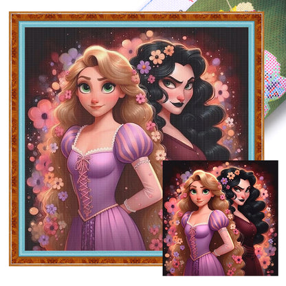 Rapunzel And Stepmother - 11CT Stamped Cross Stitch 50*50CM
