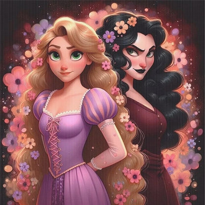 Rapunzel And Stepmother - 11CT Stamped Cross Stitch 50*50CM