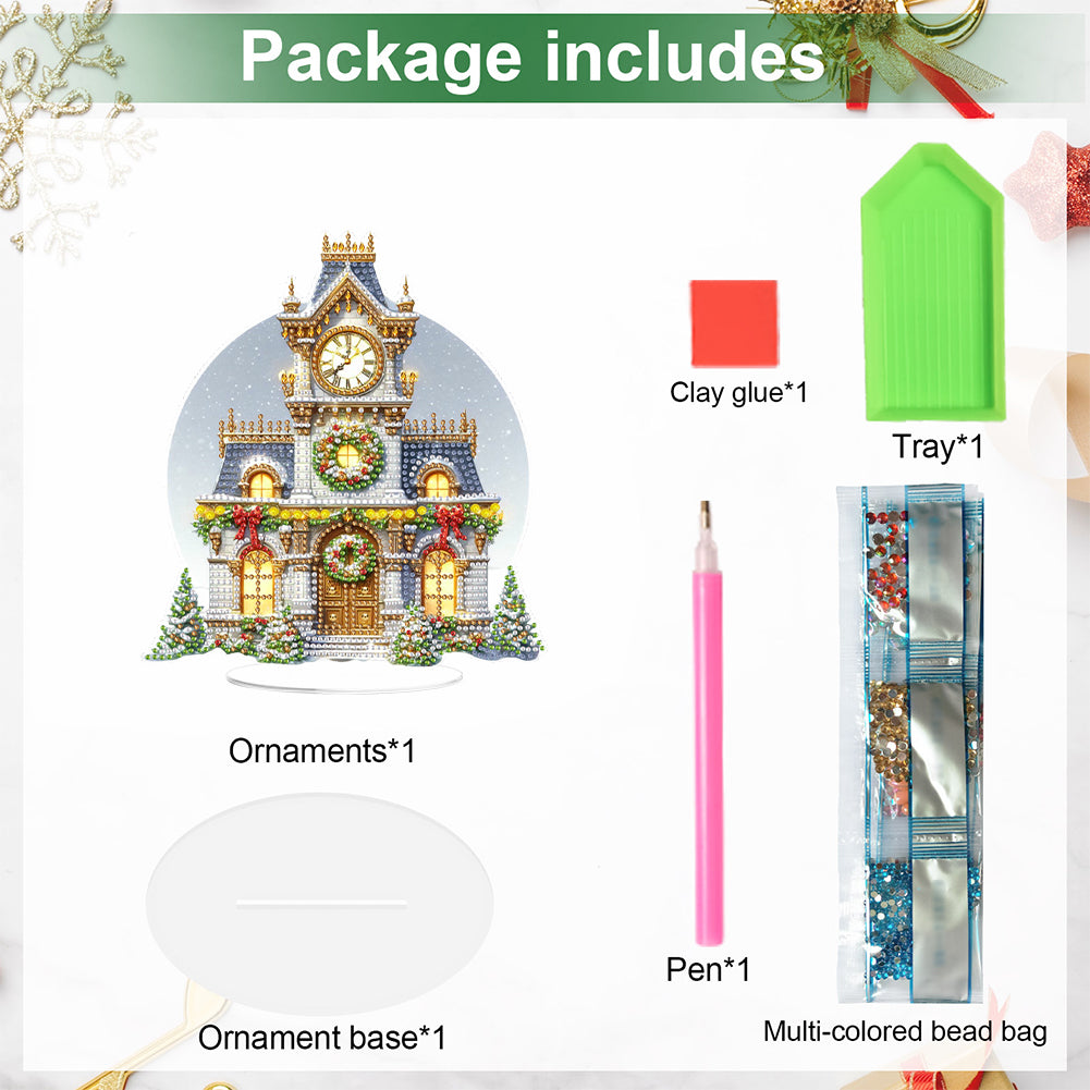 2D Flat Christmas DIY Diamond Painting Desktop Ornaments Kit for Adults Beginner
