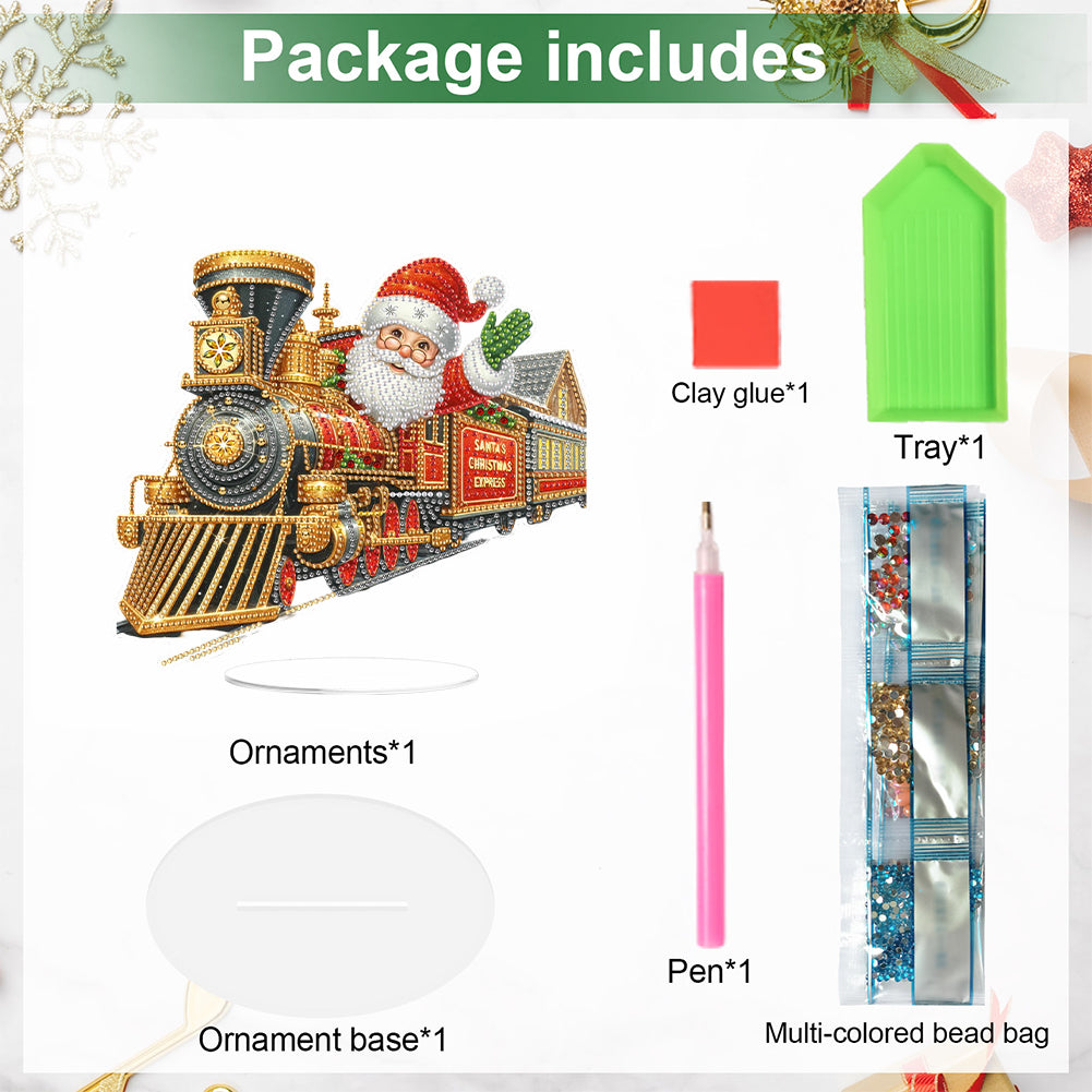 2D Flat Christmas DIY Diamond Painting Desktop Ornaments Kit for Adults Beginner