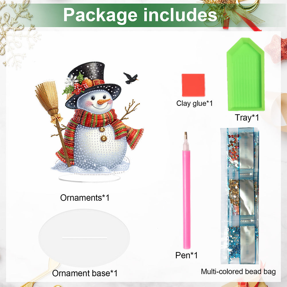 2D Flat Christmas DIY Diamond Painting Desktop Ornaments Kit for Adults Beginner