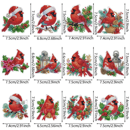 12pcs Christmas Diamond Painting Keychains Kit DIY Diamond Art Charms for Adults