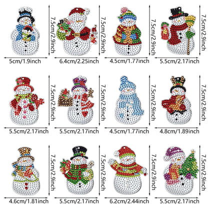 12pcs Christmas Diamond Painting Keychains Kit DIY Diamond Art Charms for Adults