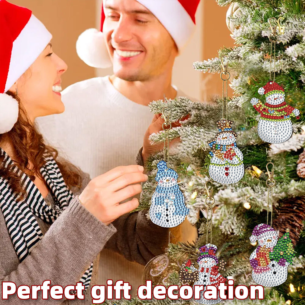 12pcs Christmas Diamond Painting Keychains Kit DIY Diamond Art Charms for Adults