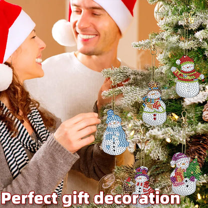 12pcs Christmas Diamond Painting Keychains Kit DIY Diamond Art Charms for Adults