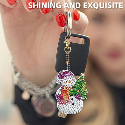 12pcs Christmas Diamond Painting Keychains Kit DIY Diamond Art Charms for Adults