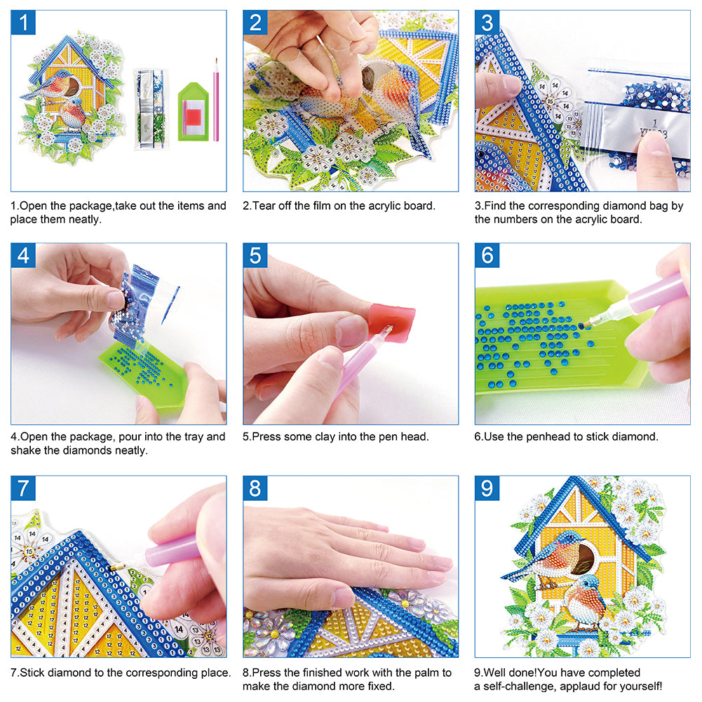 12pcs Christmas Diamond Painting Keychains Kit DIY Diamond Art Charms for Adults