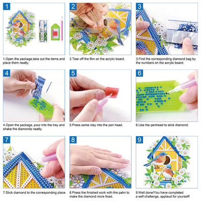 12pcs Christmas Diamond Painting Keychains Kit DIY Diamond Art Charms for Adults