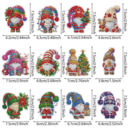 12pcs Christmas Diamond Painting Keychains Kit DIY Diamond Art Charms for Adults
