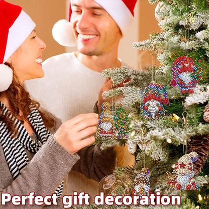 12pcs Christmas Diamond Painting Keychains Kit DIY Diamond Art Charms for Adults