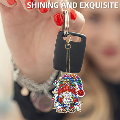 12pcs Christmas Diamond Painting Keychains Kit DIY Diamond Art Charms for Adults