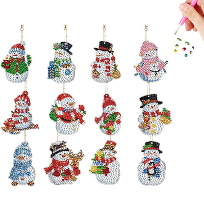 12pcs Christmas Diamond Painting Keychains Kit DIY Diamond Art Charms for Adults