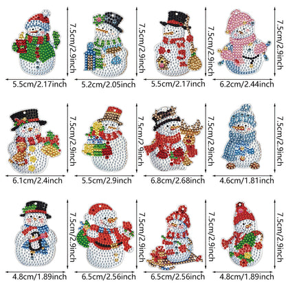 12pcs Christmas Diamond Painting Keychains Kit DIY Diamond Art Charms for Adults