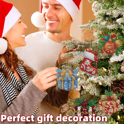 12pcs Christmas Diamond Painting Keychains Kit DIY Diamond Art Charms for Adults