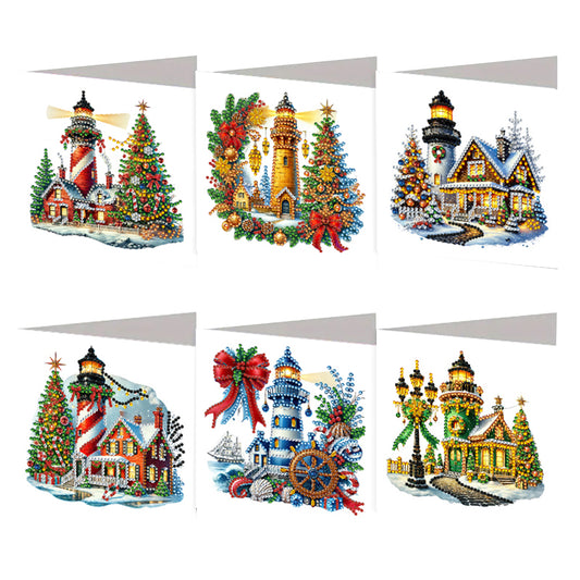 6PCS DIY Rhinestone Diamond Art Mosaic Postcards for Festivals and Celebrations