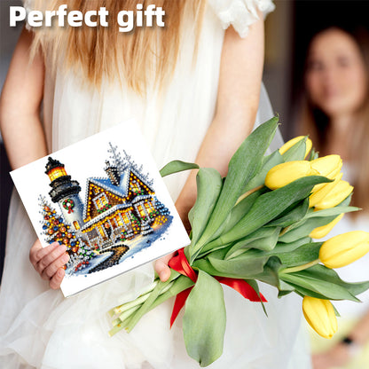 6PCS DIY Rhinestone Diamond Art Mosaic Postcards for Festivals and Celebrations